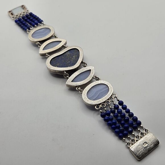 Jay King DTR Mine Finds Bracelet Heart Lapis Lazuli Lace Agate Druzy Sterling - Picture 11 of 15